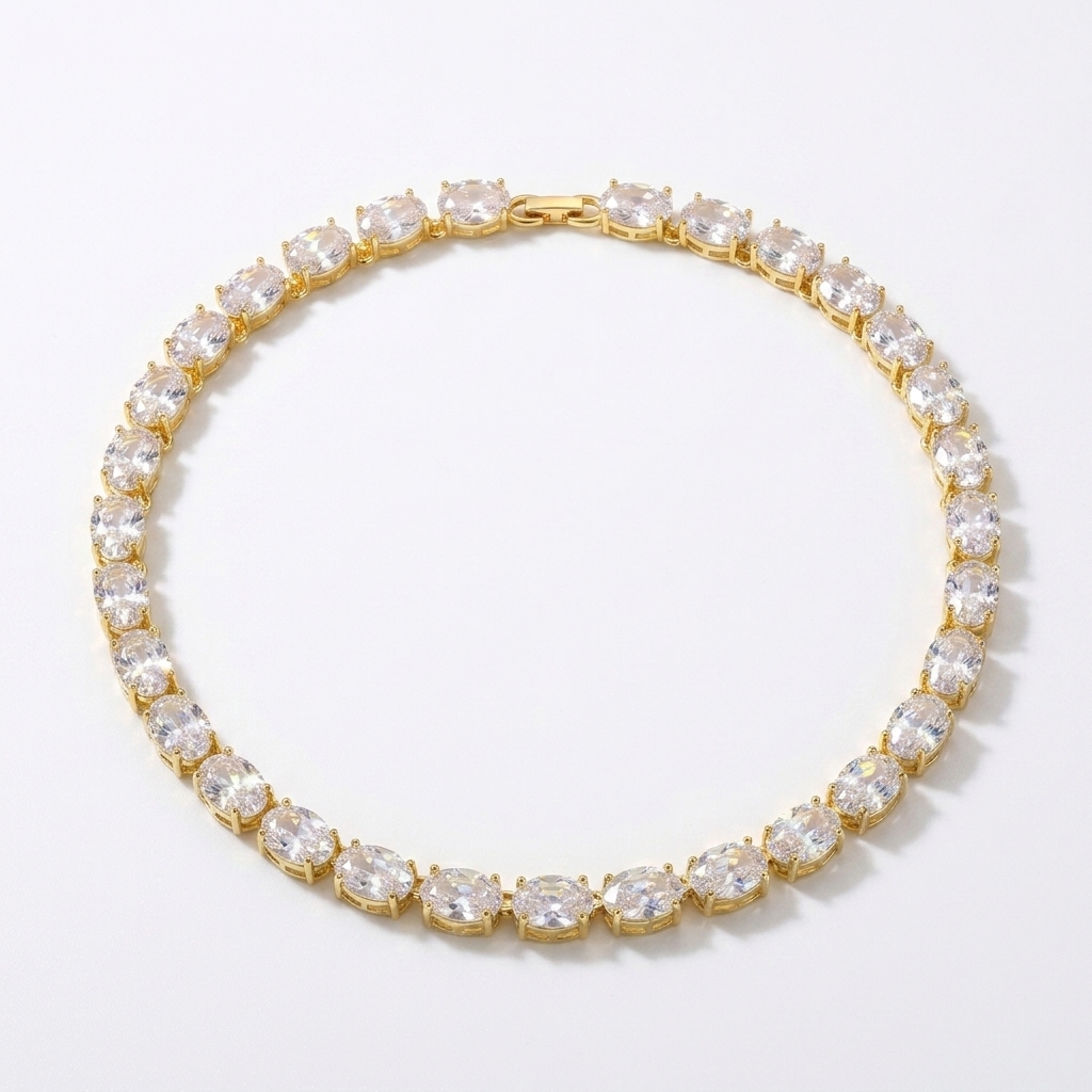 Colar Soleil Statement — Cristal Champagne