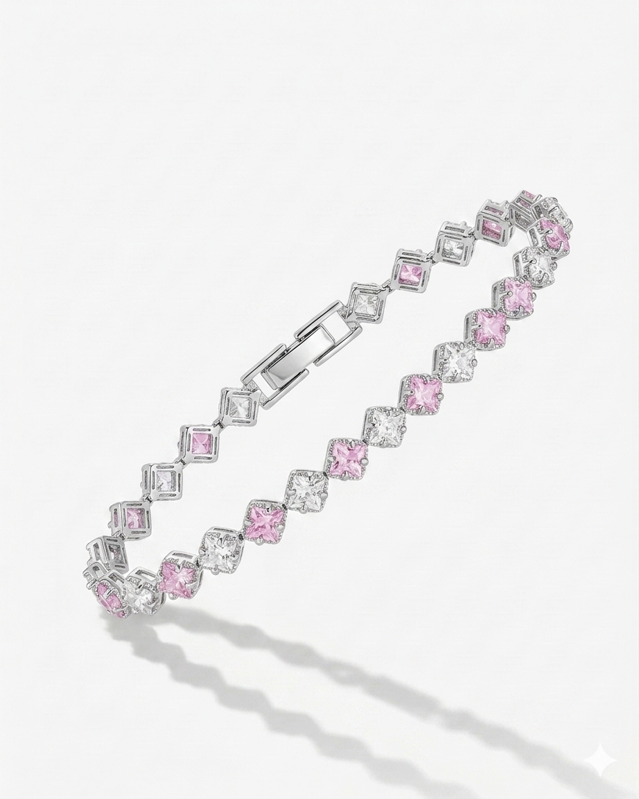 Bracelete Riviera Lumina — Rosa e Cristal