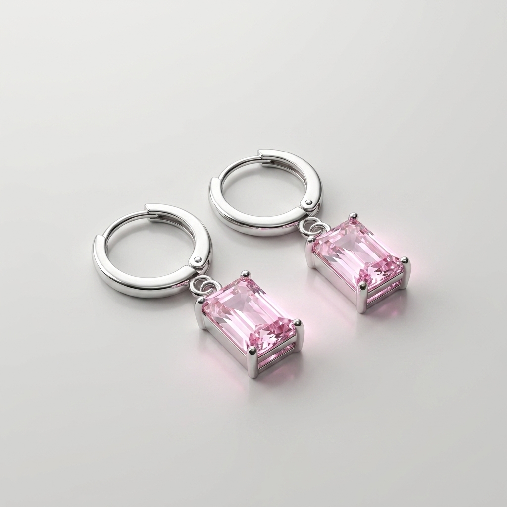 Brinco Pendente Olympia — Rosa Quartz